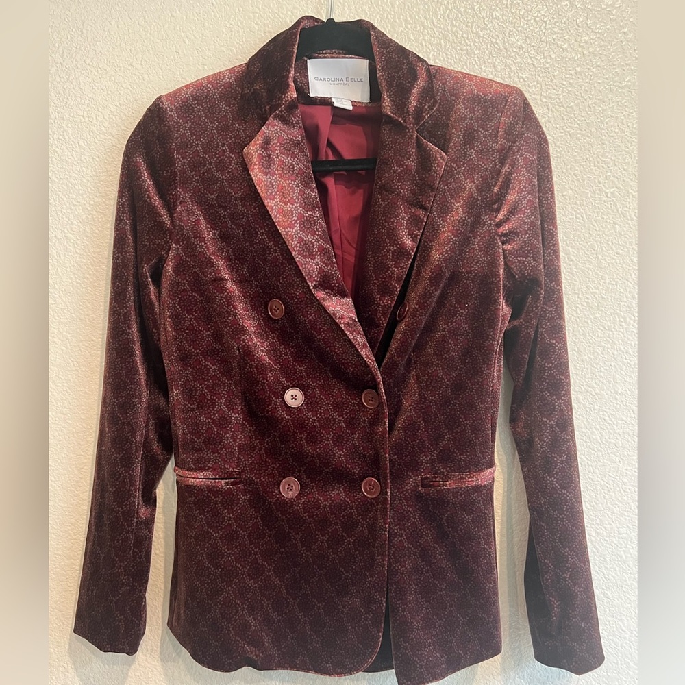 Carolina Belle Double Breasted Velvet Blazer